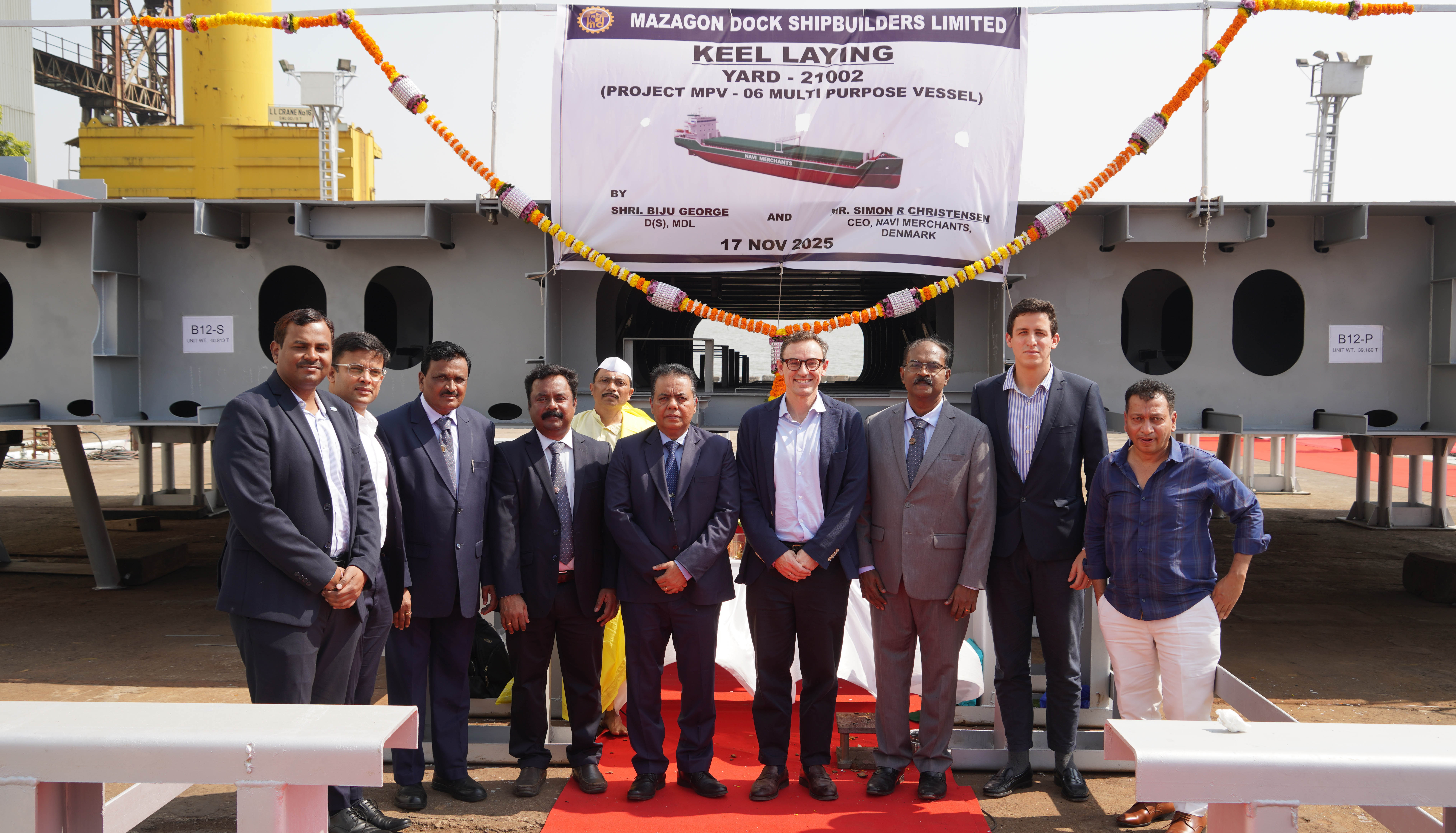 Keel Laying ceremony of MPV built for M/s Navi Merchants