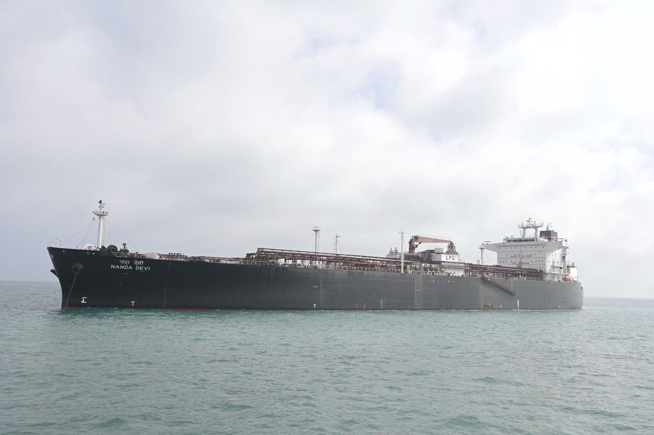 MT Nanda Devi carrying LPG arrives at Jamnagar